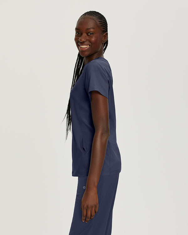 White Cross Fit 2-Pocket Mesh V-Neck Scrub Top