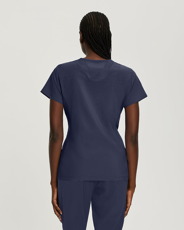 White Cross Fit 2-Pocket Mesh V-Neck Scrub Top