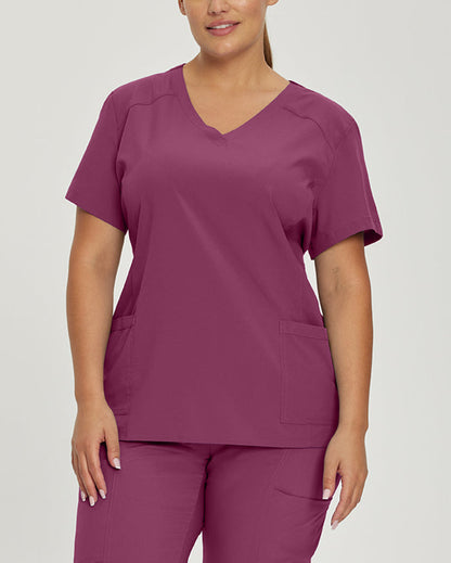 White Cross Fit 2-Pocket V-Neck Scrub Top