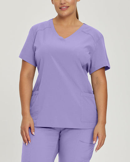 White Cross Fit 2-Pocket V-Neck Scrub Top