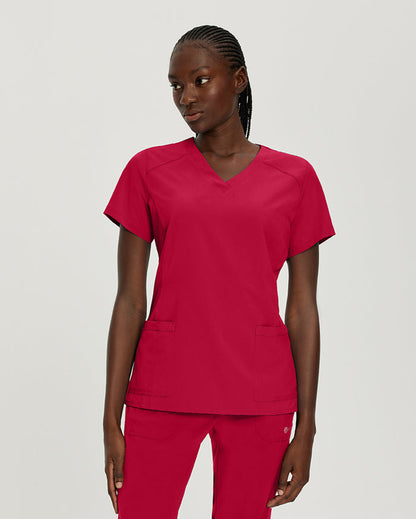 White Cross Fit 2-Pocket V-Neck Scrub Top