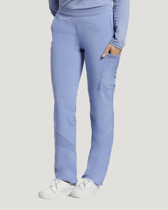 White Cross Fit Stretch Waistband Scrub Pants