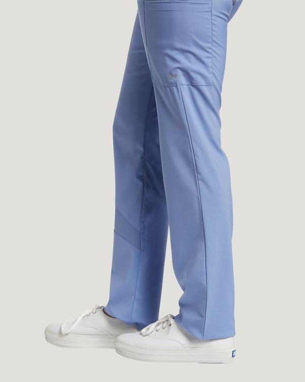 White Cross Fit Stretch Waistband Scrub Pants