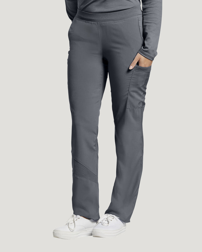 White Cross Fit Stretch Waistband Scrub Pants