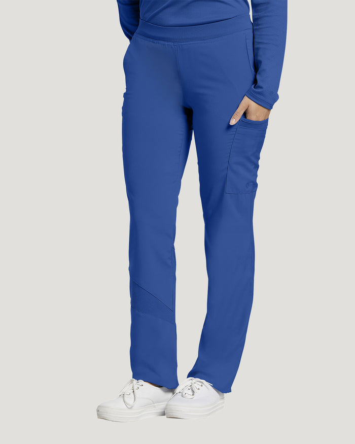 White Cross Fit Stretch Waistband Scrub Pants