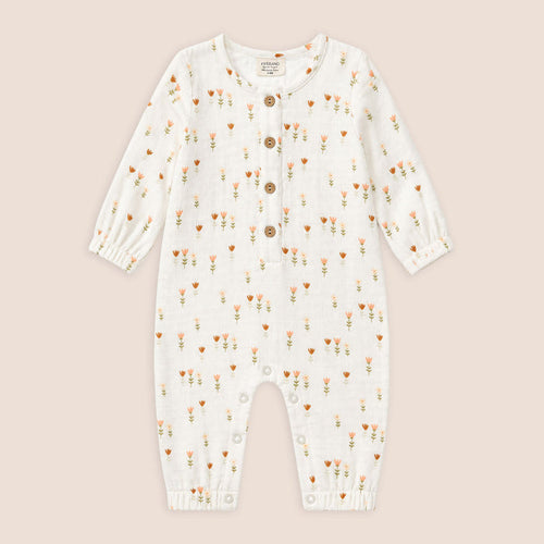 Wildflowers Classic Button Baby Jumpsuit, Organic Muslin