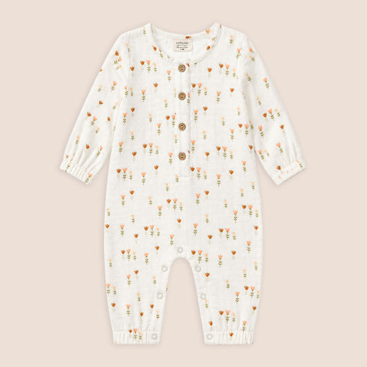 Wildflowers Classic Button Baby Jumpsuit, Organic Muslin