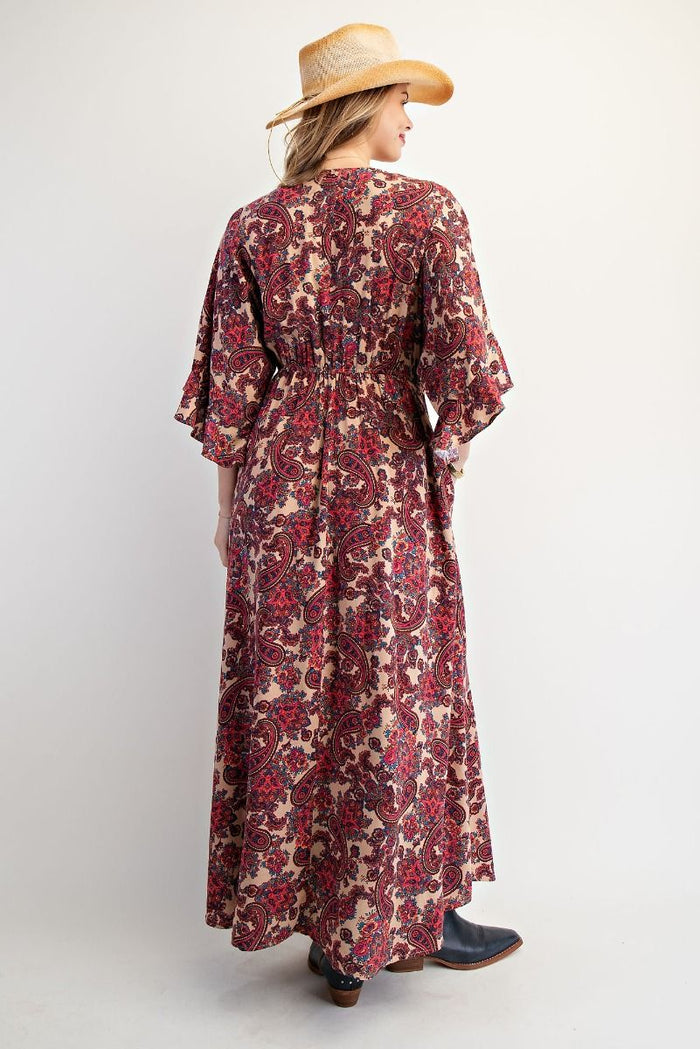 Wing Sleeve Border Dress by Easel