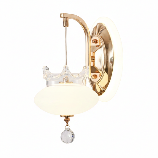 WL-0042 gold crown crystal wall bracket light - white background render