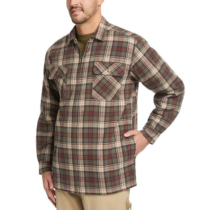 Wolverine Sherpa Lined Zip Shirt Jacket - Black Olive Plaid