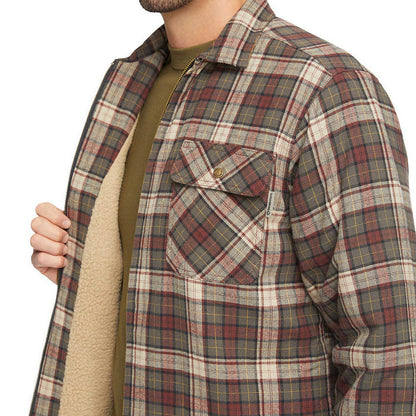 Wolverine Sherpa Lined Zip Shirt Jacket - Black Olive Plaid