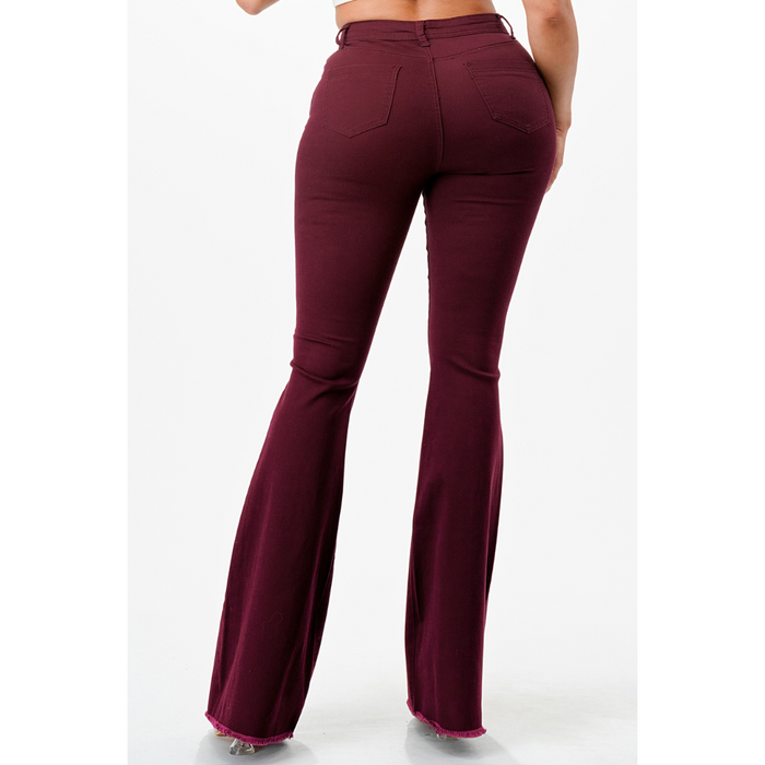 Women's Burgundy Flare Jeans