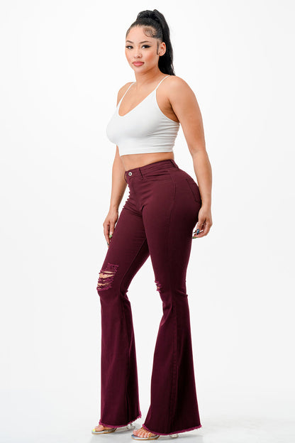 Women's Burgundy Flare Jeans