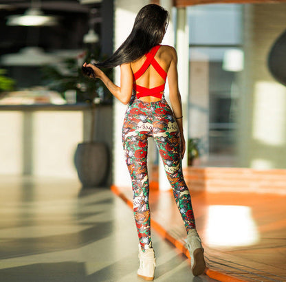 Women’s Slim Printed Sports Yoga Suit – Vibrant & Slimming