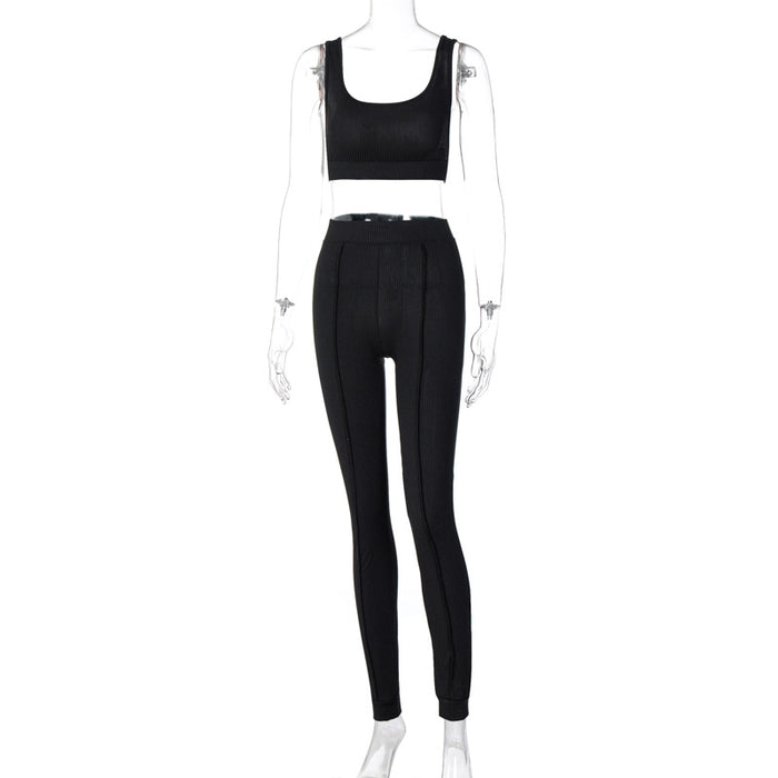 Women’s Threaded Yoga Fitness Suit – Seamless & Supportive