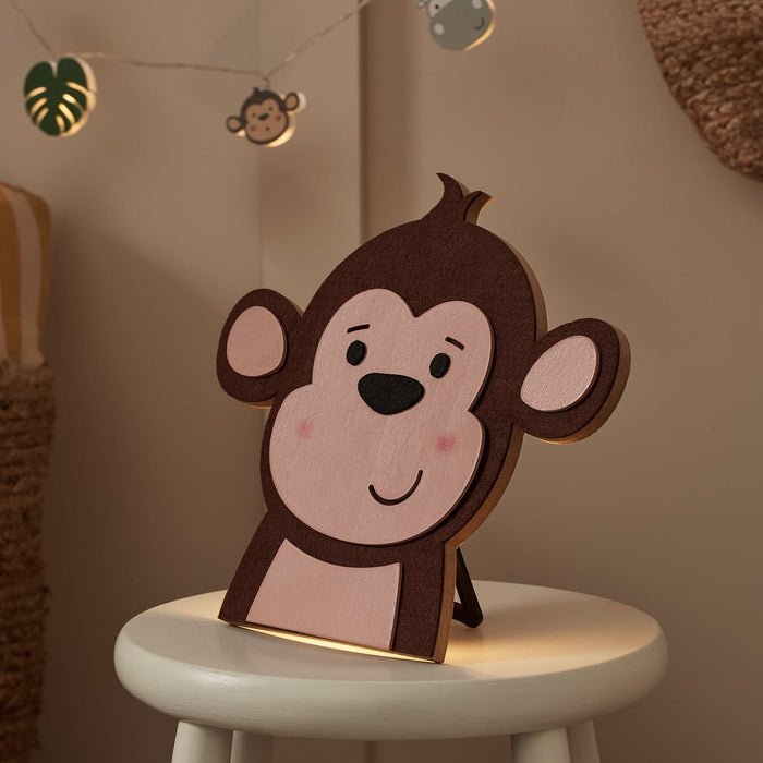 Wooden Children’s Monkey Wall Light