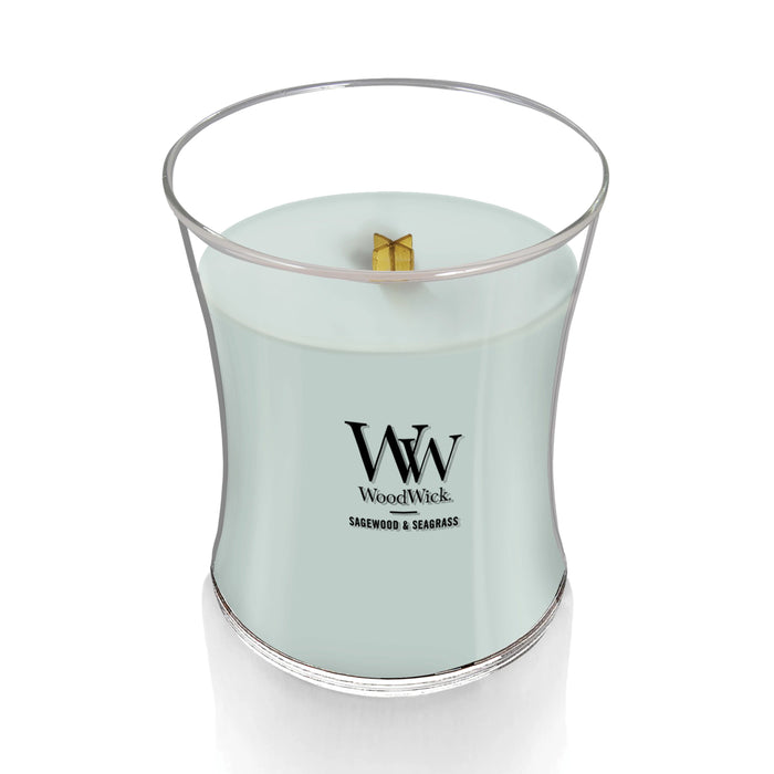 WoodWick® - Sagewood & Seagrass Candle – Crackling Wick, Crisp Ocean & Sage Aroma