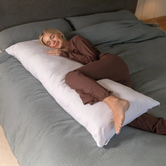 Wool Body Pillow - Side Sleep & Pregnancy 100% cotton cover. For hips, knee, shoulder and back pain. Natural materials. No plastics.