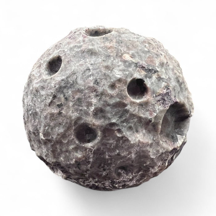 Yooperlite Moon Sphere 3.5 inches glowing under UV light – Raven’s Cauldron 6 N Sandusky St. Delaware, OH 43015