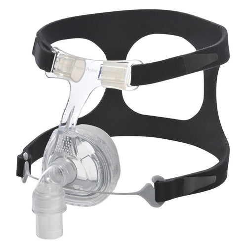 Zest CPAP mask with black headgear on a white background